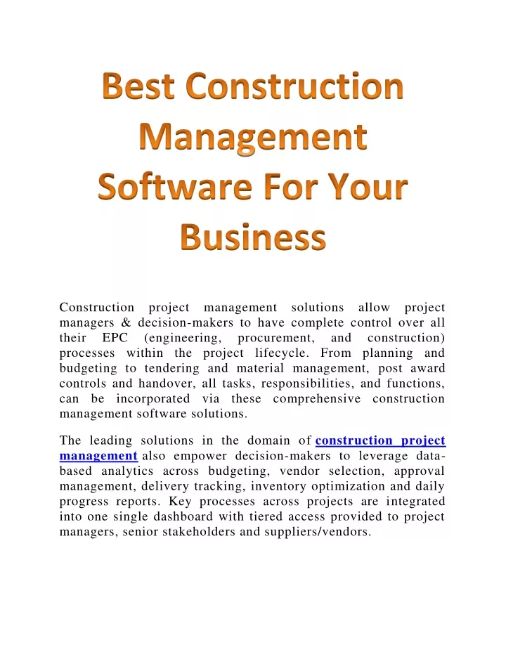 construction project management solutions allow