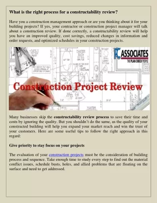 what is the right process for a constructability