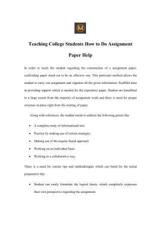 teaching college students how to do assignment