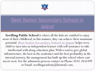 best senior secondary school in jaipur