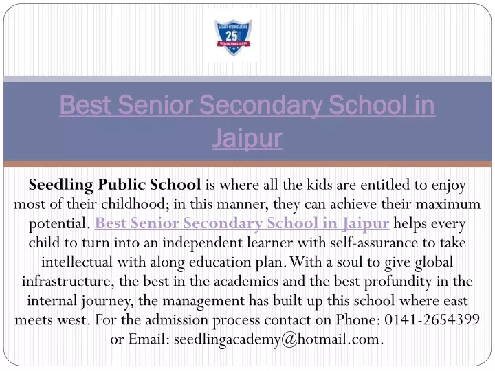 best senior secondary school in jaipur