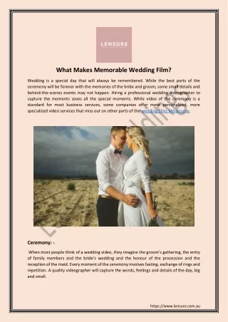 What Makes Memorable Wedding Film?