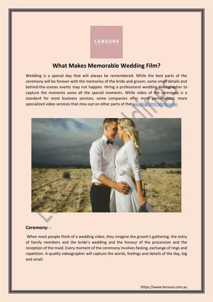 what makes memorable wedding film