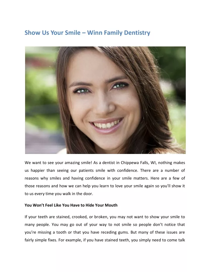 show us your smile winn family dentistry