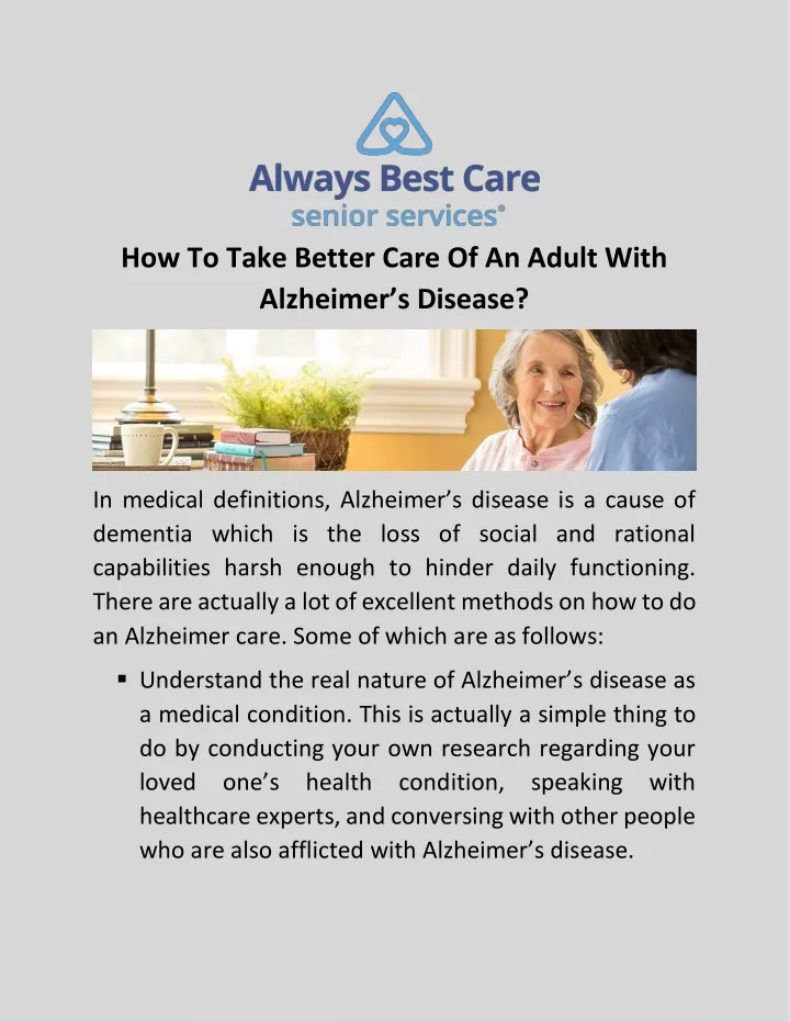 how to take better care of an adult with