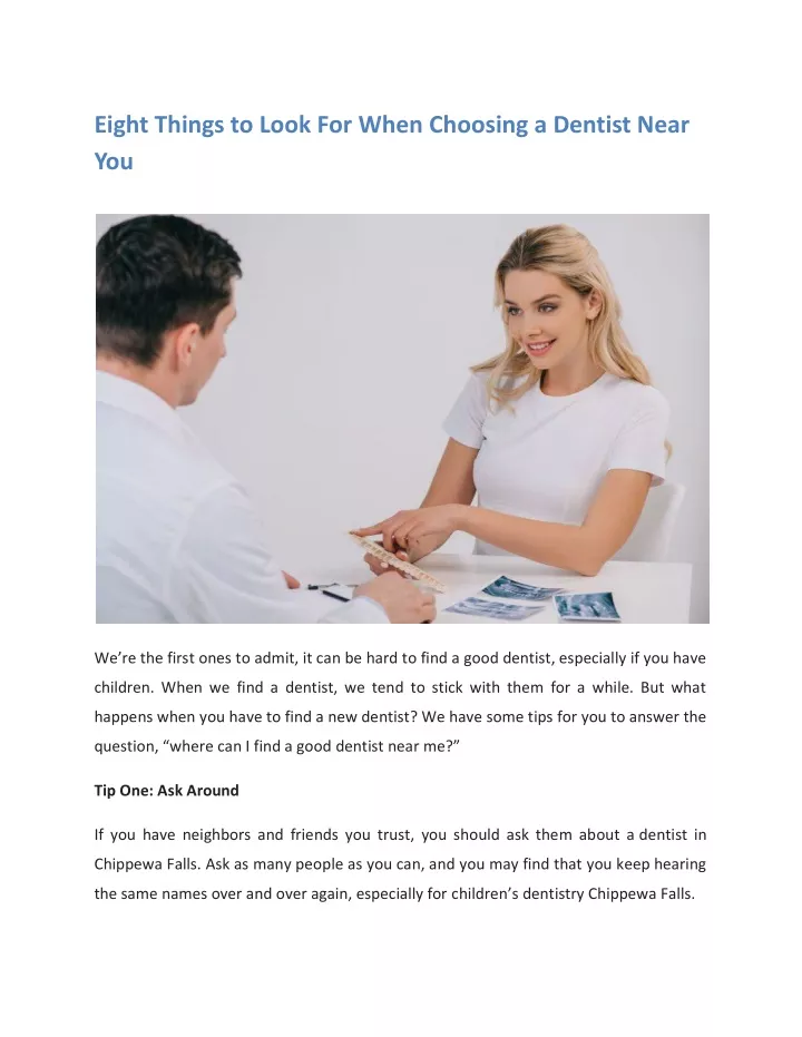 eight things to look for when choosing a dentist
