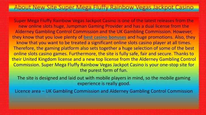 about new site super mega fluffy rainbow vegas jackpot casino