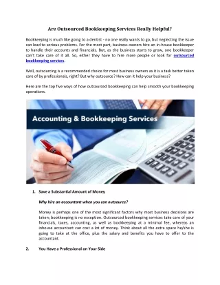 Are Outsourced Bookkeeping Services Really Helpful?