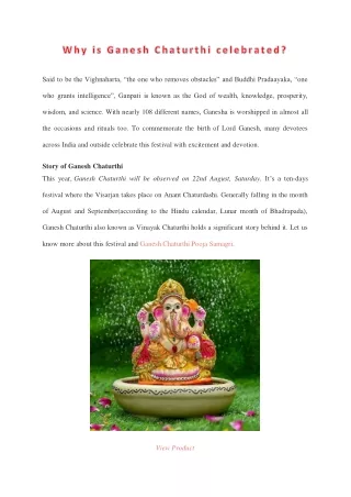 Why is Ganesh Chaturthi celebrated?