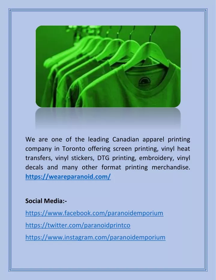 we are one of the leading canadian apparel