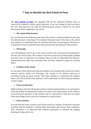 7 tips to identify the best school in pune