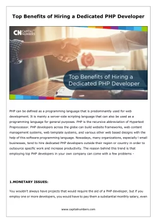 Top Benefits of Hiring a Dedicated PHP Developer