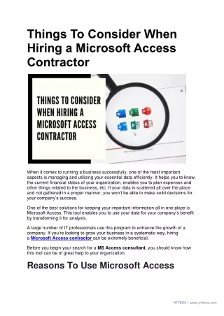 Things To Consider When Hiring a Microsoft Access Contractor