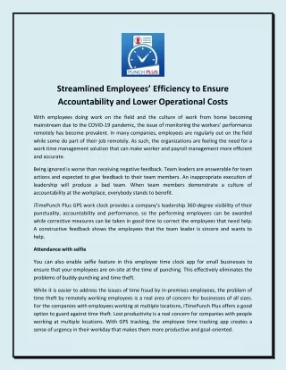 streamlined employees efficiency to ensure