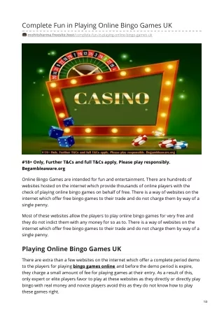 complete fun in playing online bingo games uk