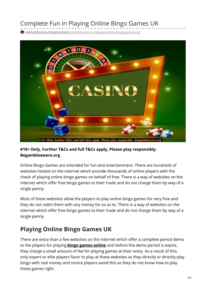 complete fun in playing online bingo games uk