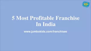 5 Most Profitable Franchise In India