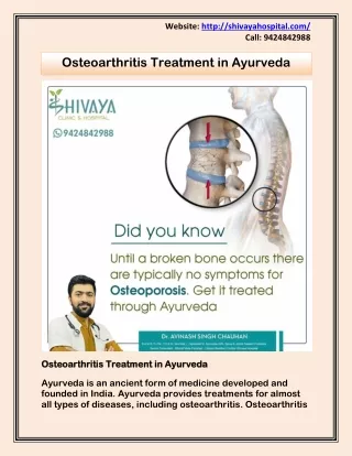 Osteoarthritis Treatment in Ayurveda - Shivaya Clinic & Hospital