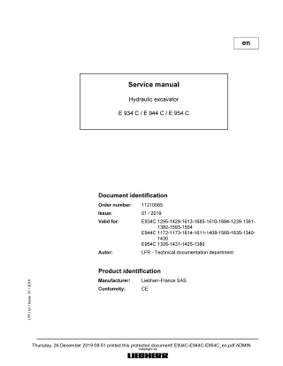 LIEBHERR E 934 C Hydraulic Excavator Service Repair Manual