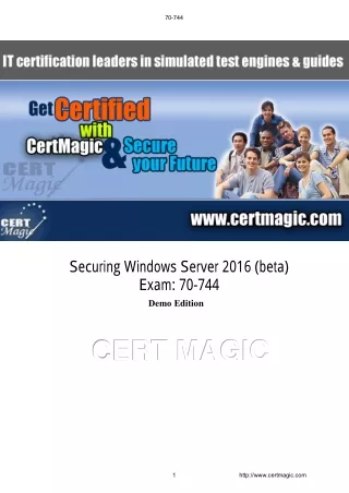 Microsoft Securing Windows Server 2016 Exam 70-744 Pass Guarantee