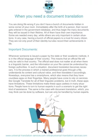 when you need a document translation