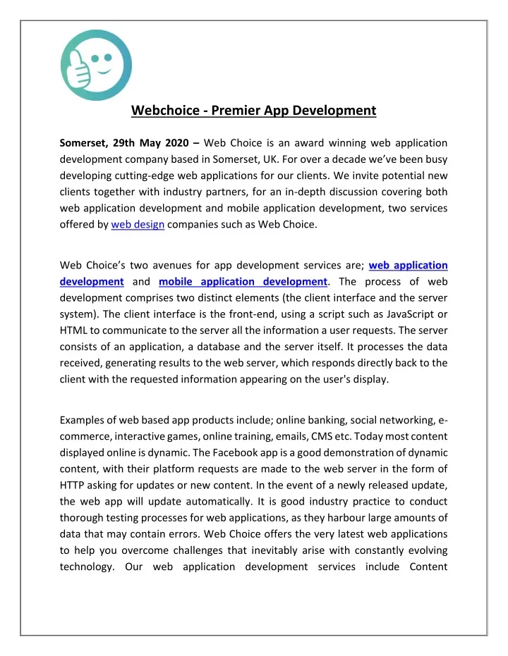 webchoice premier app development