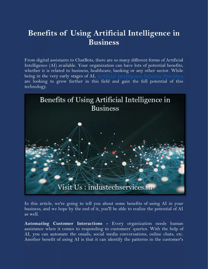 benefits of using artificial intelligence