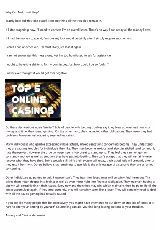 Impacts of Trouble Gaming on the Casino player