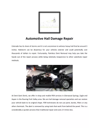 Paintless Dent Removal Glenwood Springs | Hail Repair Eagle | Aspen