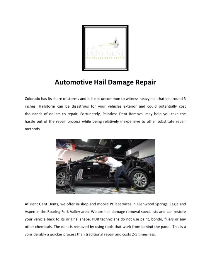 automotive hail damage repair