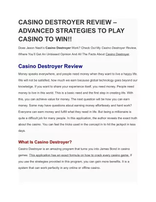 casino destroyer review advanced strategies