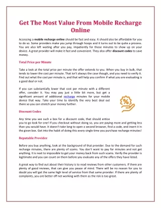 get the most value from mobile recharge online
