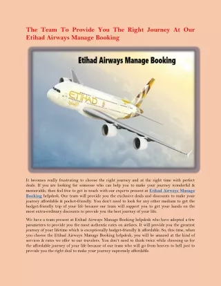 Etihad Airways Manage Booking