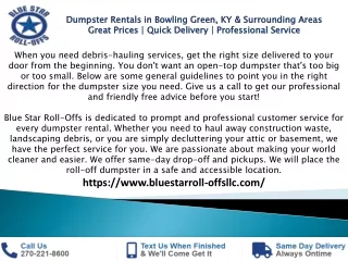Blue Dumpster Rental - Blue Star Construction
