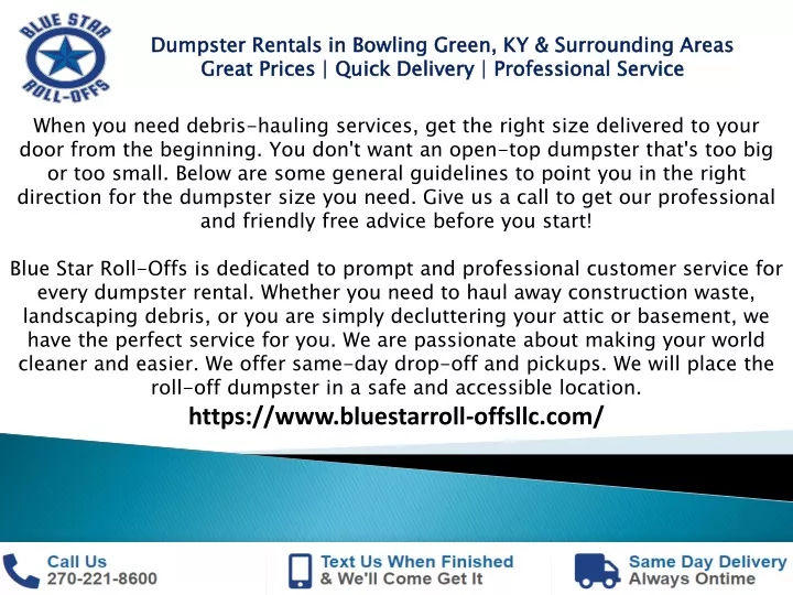 dumpster rentals in bowling green ky surrounding