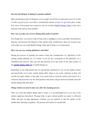 increase the lifespan of dining by genuine methods