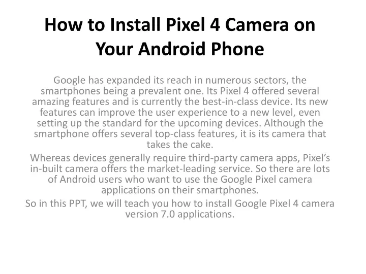 how to install pixel 4 camera on your android phone