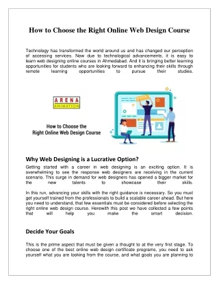 how to choose the right online web design course