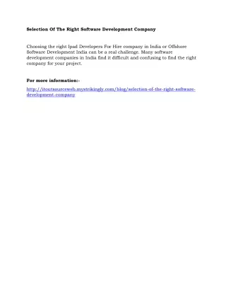 selection of the right software development