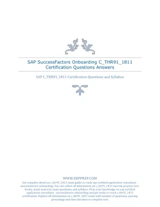 SAP SuccessFactors Onboarding C_THR91_1811 Certification Questions [PDF]