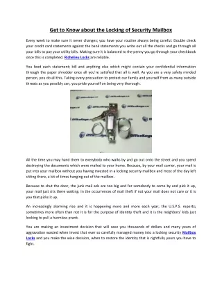get to know about the locking of security mailbox