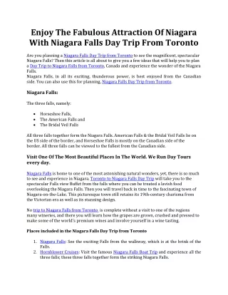 Niagara Falls Day Trip From Toronto With NiagaraTrips