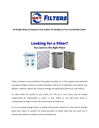 Air Filters - Air Filter Replacements - OxyFilters