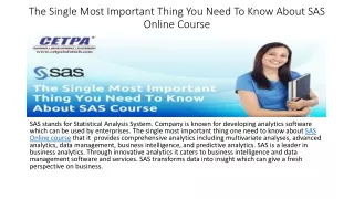 Single Most Important Thing You Need To Know About SAS Online Training