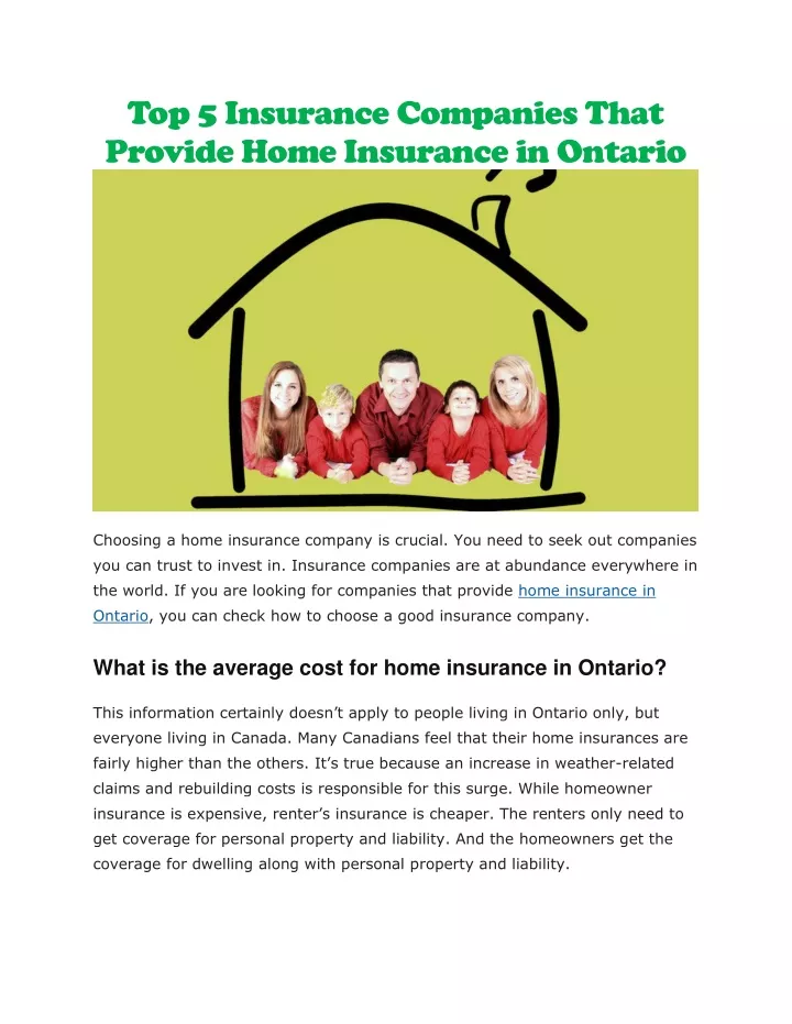 top 5 insurance companies that provide home