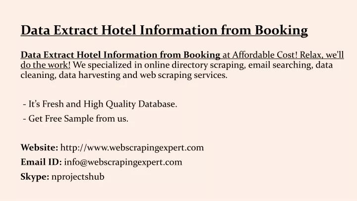data extract hotel information from booking