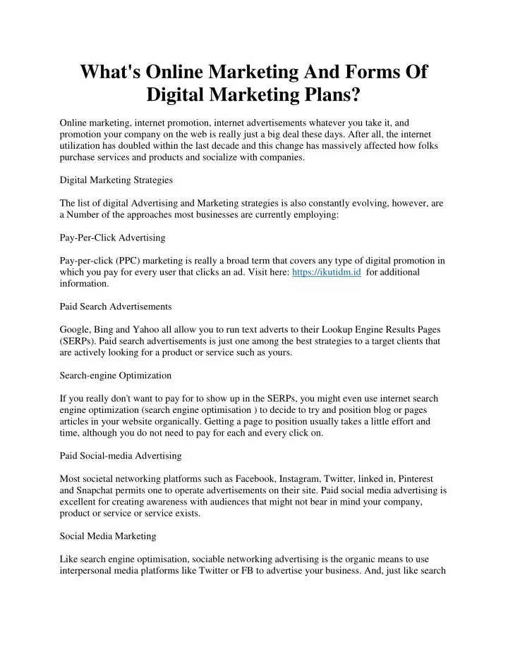 what s online marketing and forms of digital