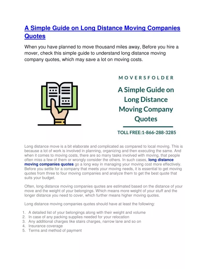 a simple guide on long distance moving companies