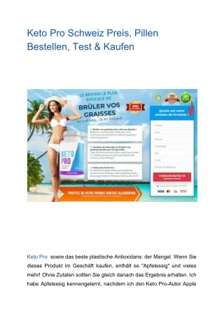 Keto Pro Schweiz Preis, Pillen Bestellen, Test & Kaufen