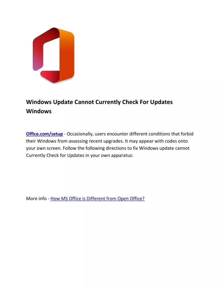 windows update cannot currently check for updates